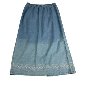 C.M.C by Color Me Cotton Skirt Womens XL Denim Jean Elastic Waist Slit Vintage